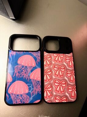 iPhone 17 Pro MAX Pink Jellyfish & Bow Decorative Phone Case